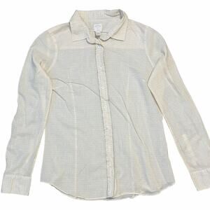 J.Crew The Perfect Shirt Button Up Cream Lightweight Sheer Shimmer Geometric 8